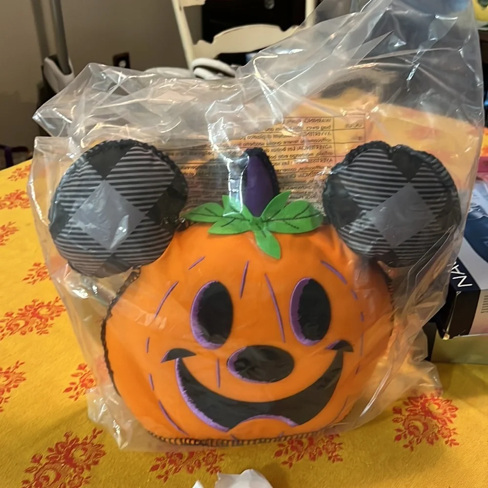 NWT Disney Mickey Mouse Pumpkin Pillow Halloween